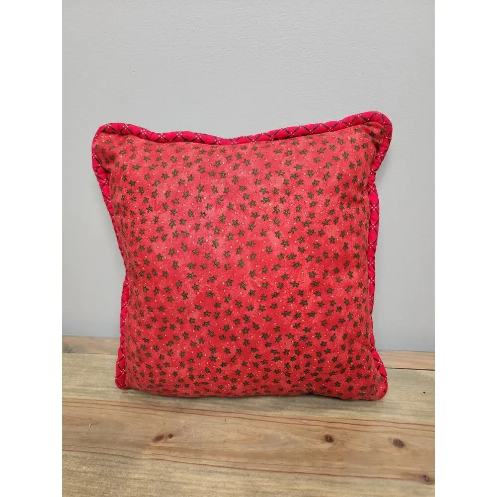 Handmade 12” Christmas Throw Pillow Santa Quilt Fabric